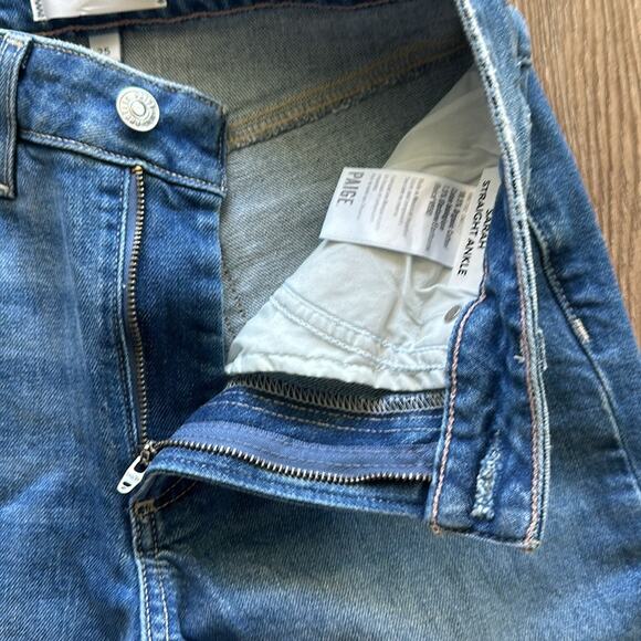 PAIGE Sarah Straight Ankle Jeans Art Piece Distressed Wash Size 25 - Picture 4 of 8